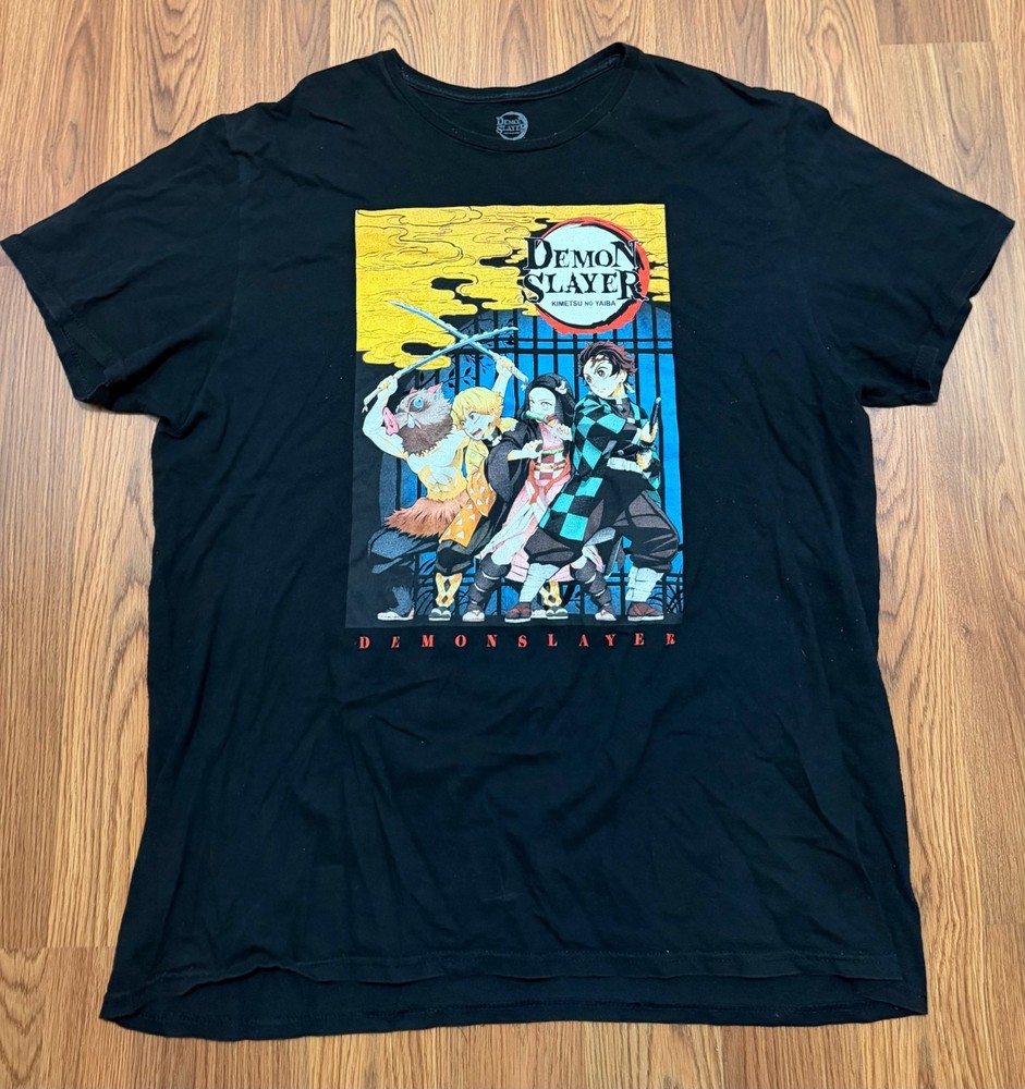 Demon Slayer Shirt Mens Extra Large Anime Graphic Tanjiro Nezuko Black Tee