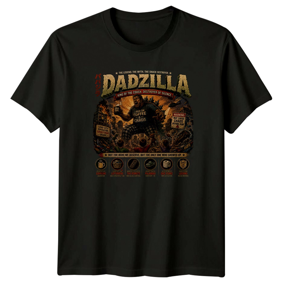 Dadzilla King Of The Couch Mens T-Shirt Dad Life Parenting Gift For Him