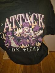 Green Attack on Titan Final Season Tee Shirt with Purple Graphic Size XL