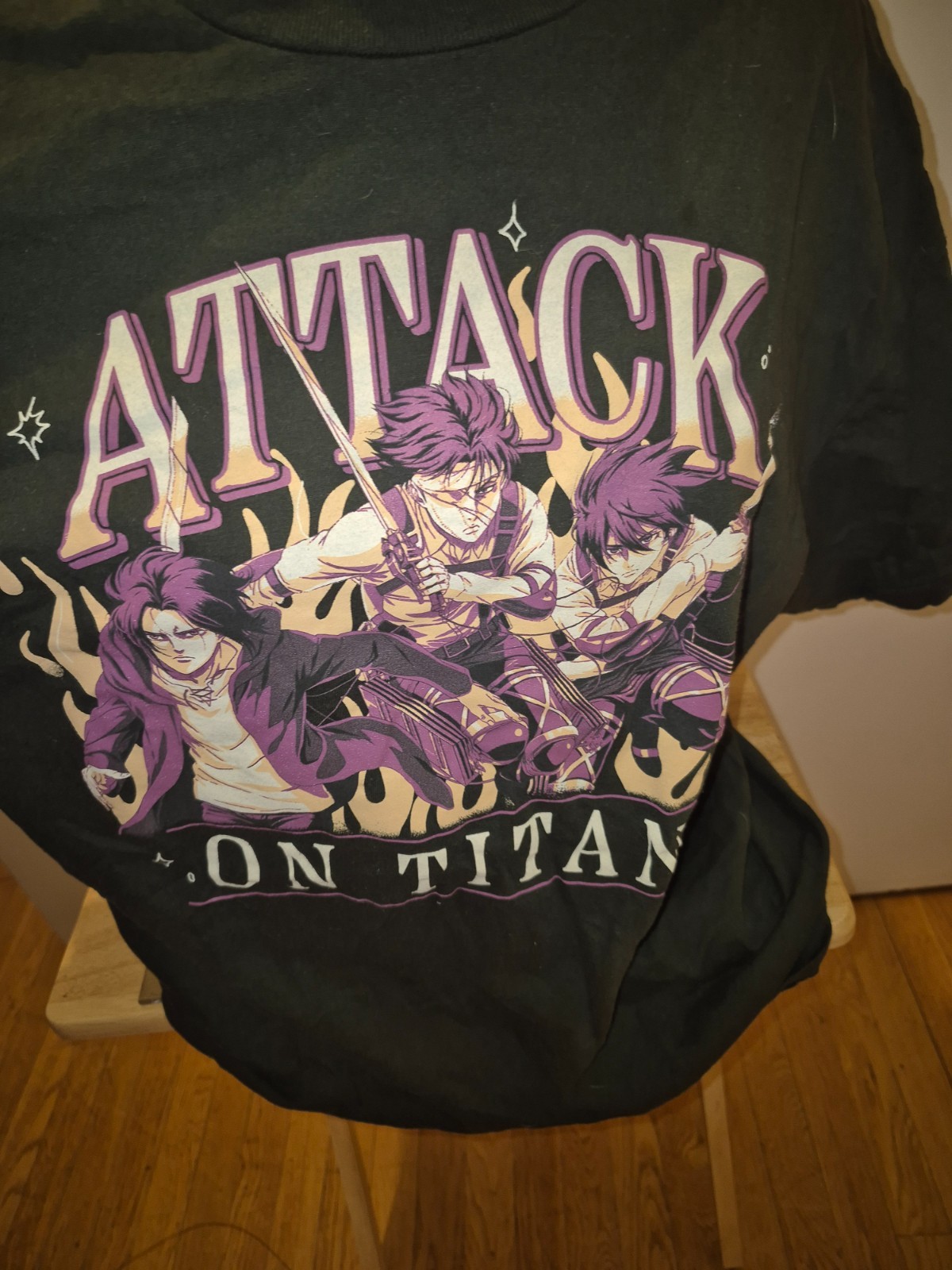 Green Attack on Titan Final Season Tee Shirt with Purple Graphic Size XL gallery