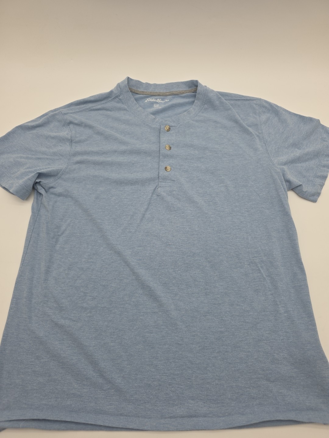 Eddie Bauer Henley Men Large Graphic Print Logo Blue.#44264 gallery