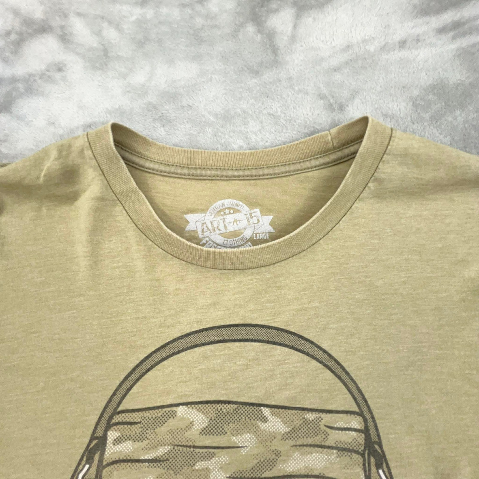 Art 15 Clothing Men's Large Tan Graphic T‑Shirt Veteran Owned Bearded Operator gallery