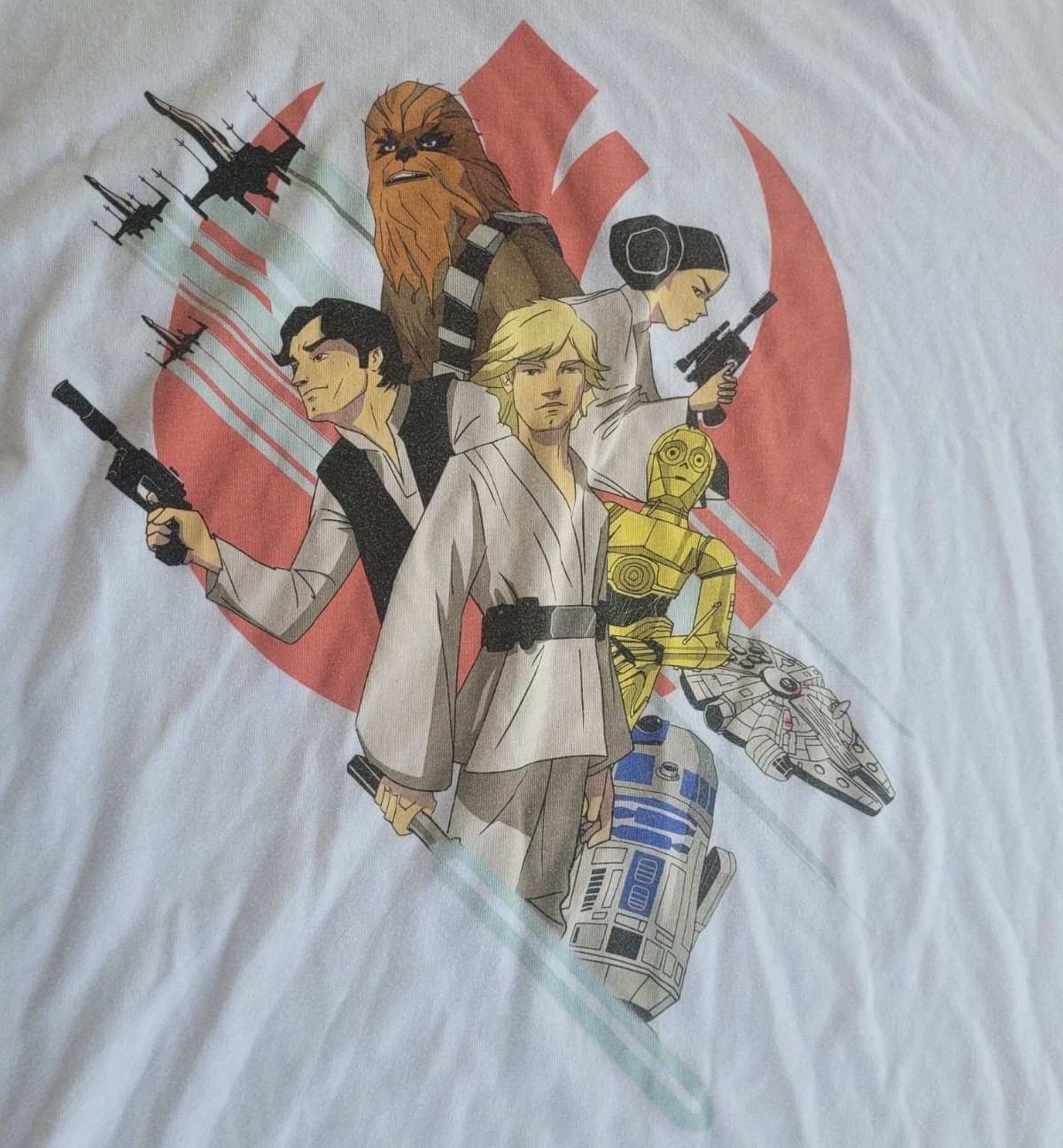 Disney Parks Star Wars Shirt Men's XL White Luke Skywalker Han Solo Leia EUC gallery