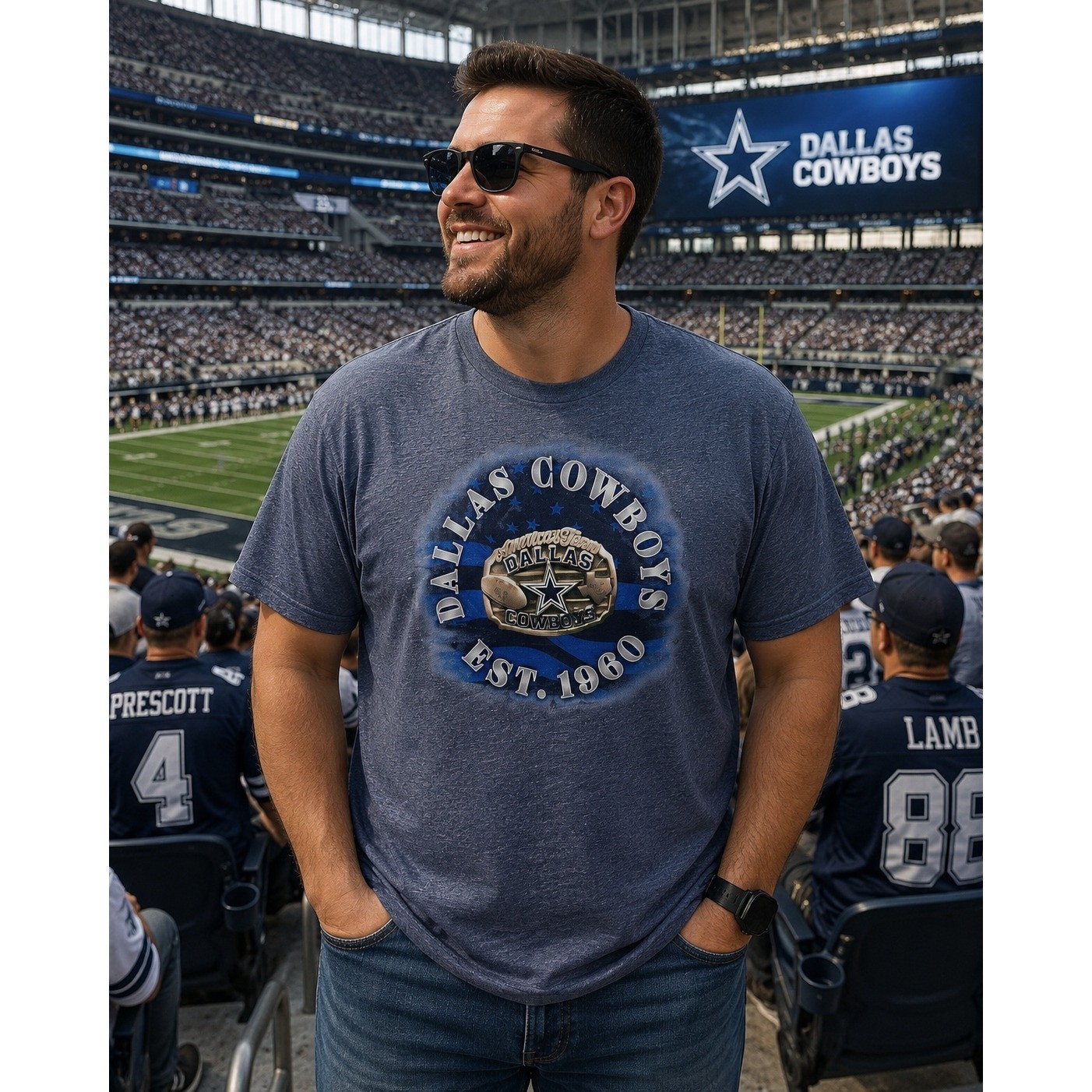 Dallas Cowboys Shirt Men’s XL Fanatics NFL Football Graphic Tee Est 1960 Blue