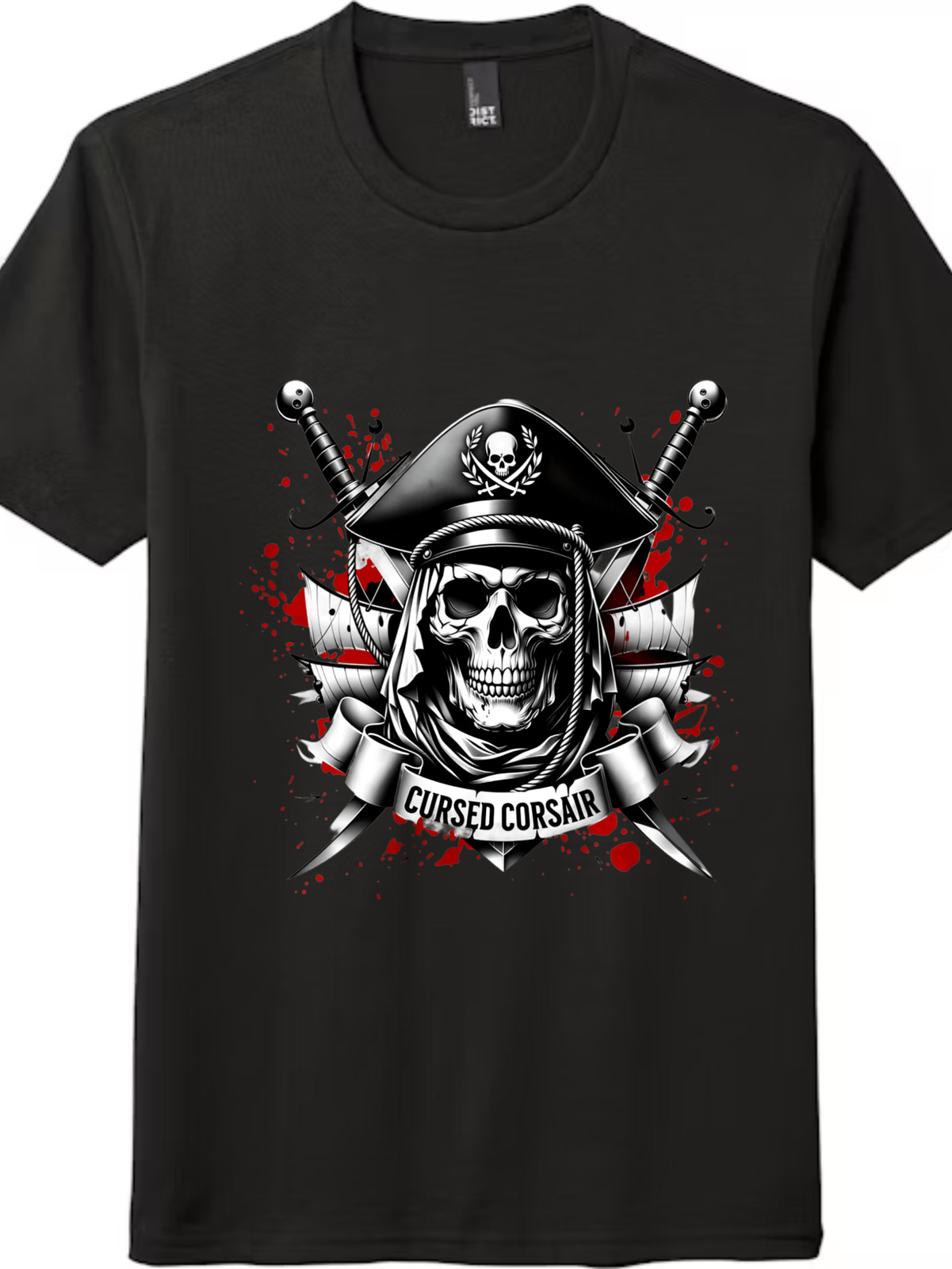 Gothic Pirate Skull Graphic Tee | Cursed Corsair Design, Unisex Statement Shirt gallery