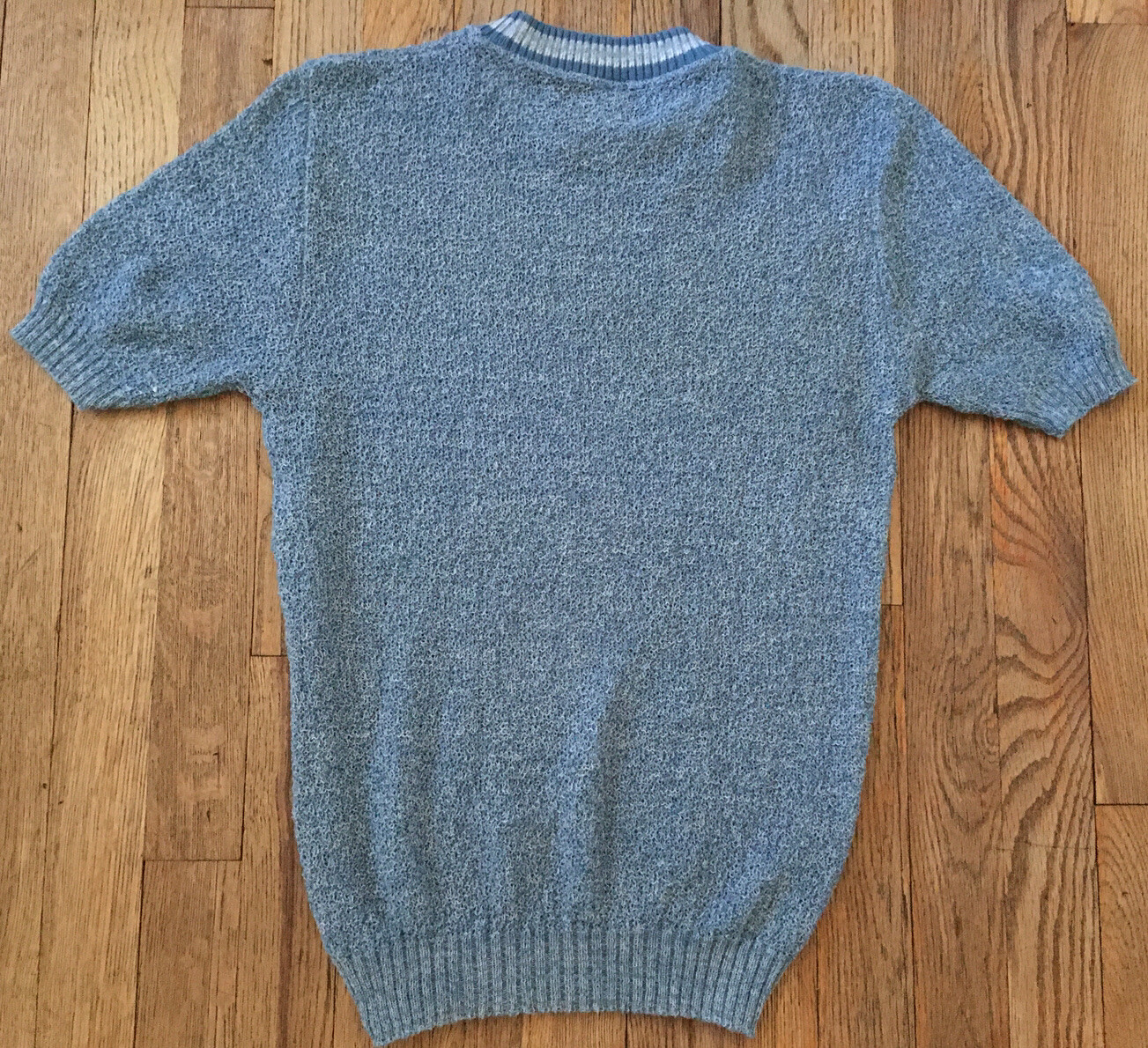 VTG 60s Ban Lon Textured Mod Shirt by Sears, Heathered Blue, Small, Atomic Age gallery