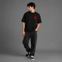Men’s Oversized Graphic Tee Japanese Anime Style Streetwear Heavy Cotton T-Shirt
