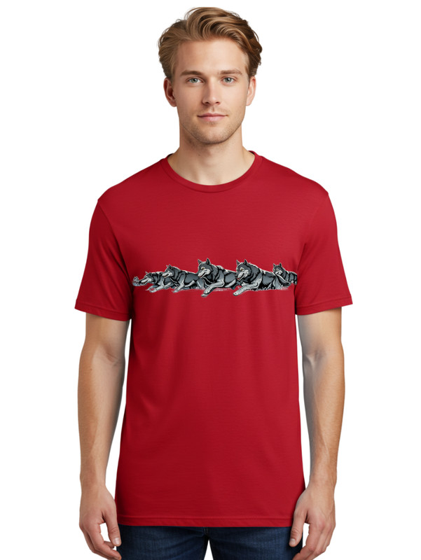 Wolf-Pack-Running Mens Graphic Tee, 100% Cotton, Casual Summer Wear