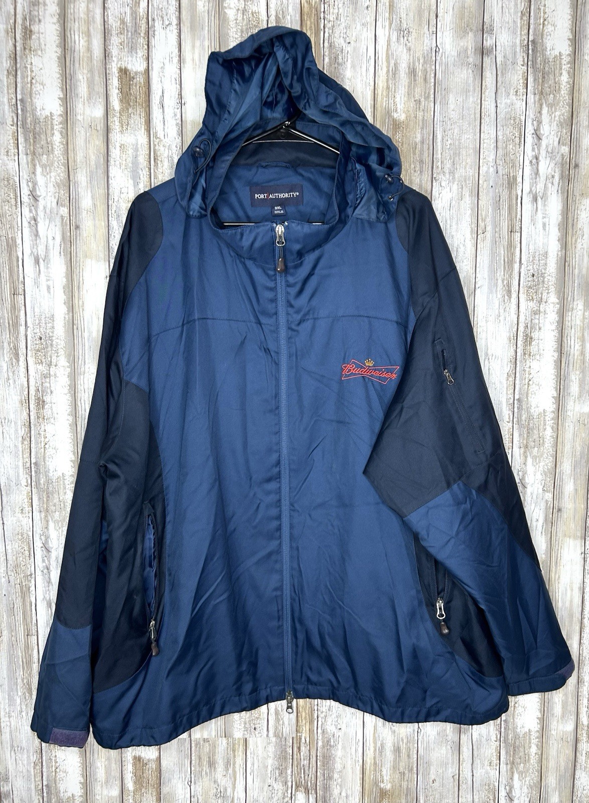 Men’s Port Authority 3XLarge Navy Employee Budweiser Windbreaker Hooded Jacket