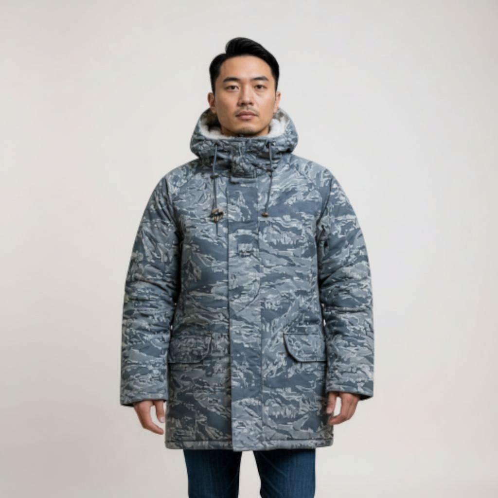 Dakota Outerwear Co. N-3B Parka ABU and Woodland Camouflage with Faux Fur Lined