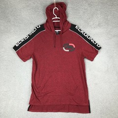 Ecko Unltd Shirt Mens XL Red Short Sleeve Hoodie Pullover Kangaroo Pocket Logo