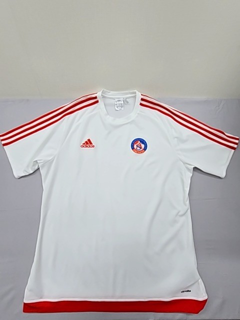 Adidas XL White/Red Striped AEROREADY Short Sleeve 3-Stripes Jersey