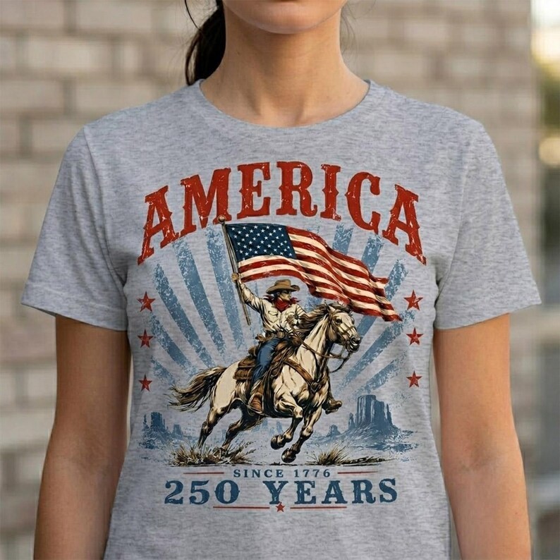250 Years Shirt, Vintage Patriotic Cowboy Tee, Retro Western Since 1776 Shirt gallery