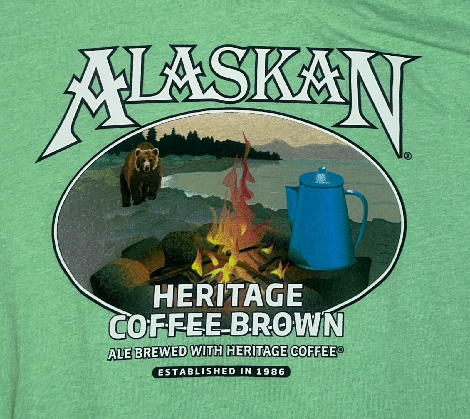 nwt ALASKAN BREWING COFFEE BROWN ALE TEE Alaska Heritage Coffee Beer L t-shirt gallery