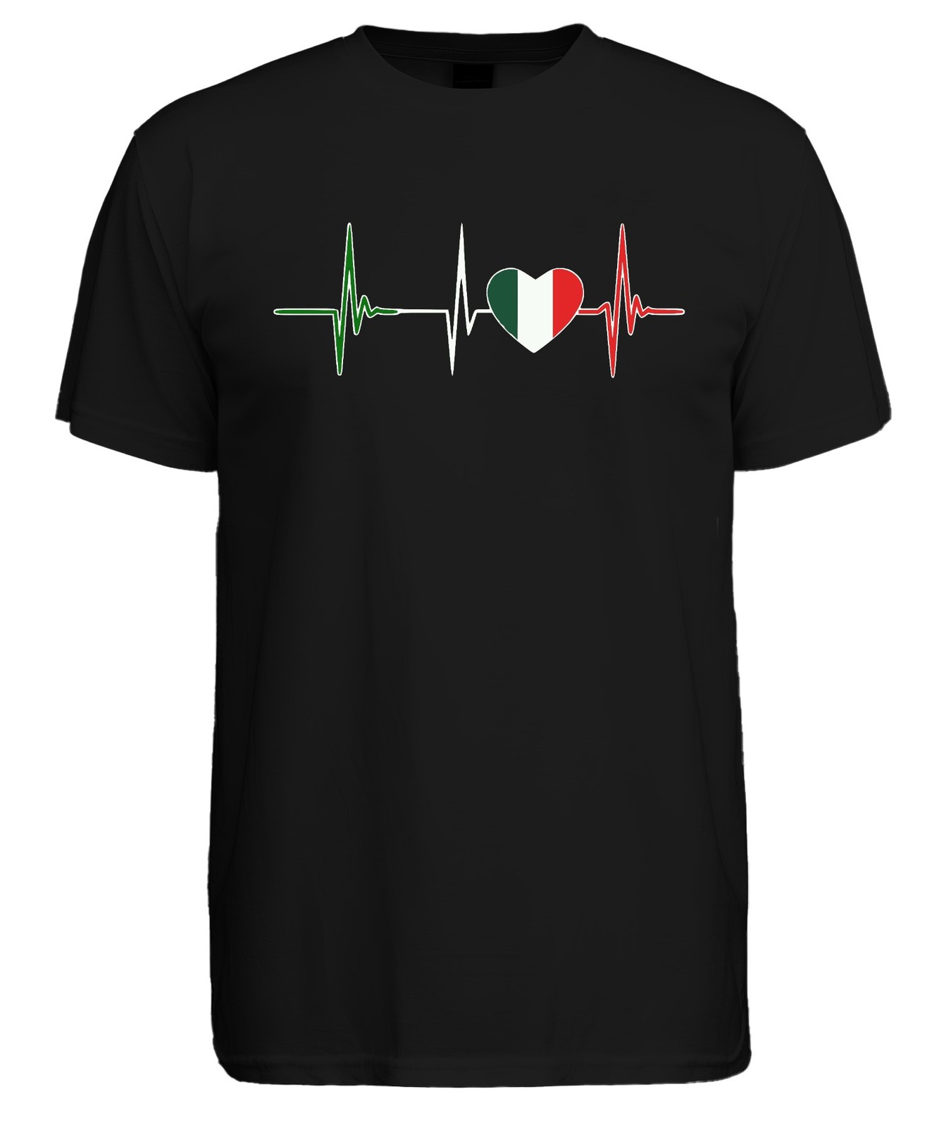 Italy Heartbeat ECG Heart with Italy Flag Love Fan Cupid Men's T-Shirt gallery