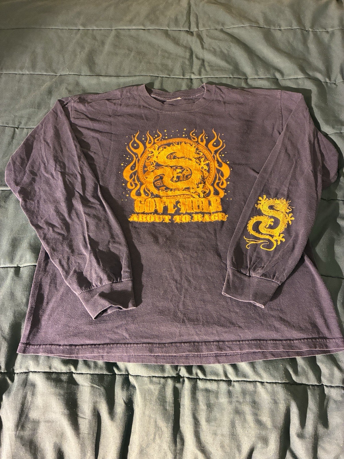 GOVT MULE – About to Rage T Shirt Long Sleeve Size Large 2 Sided Black