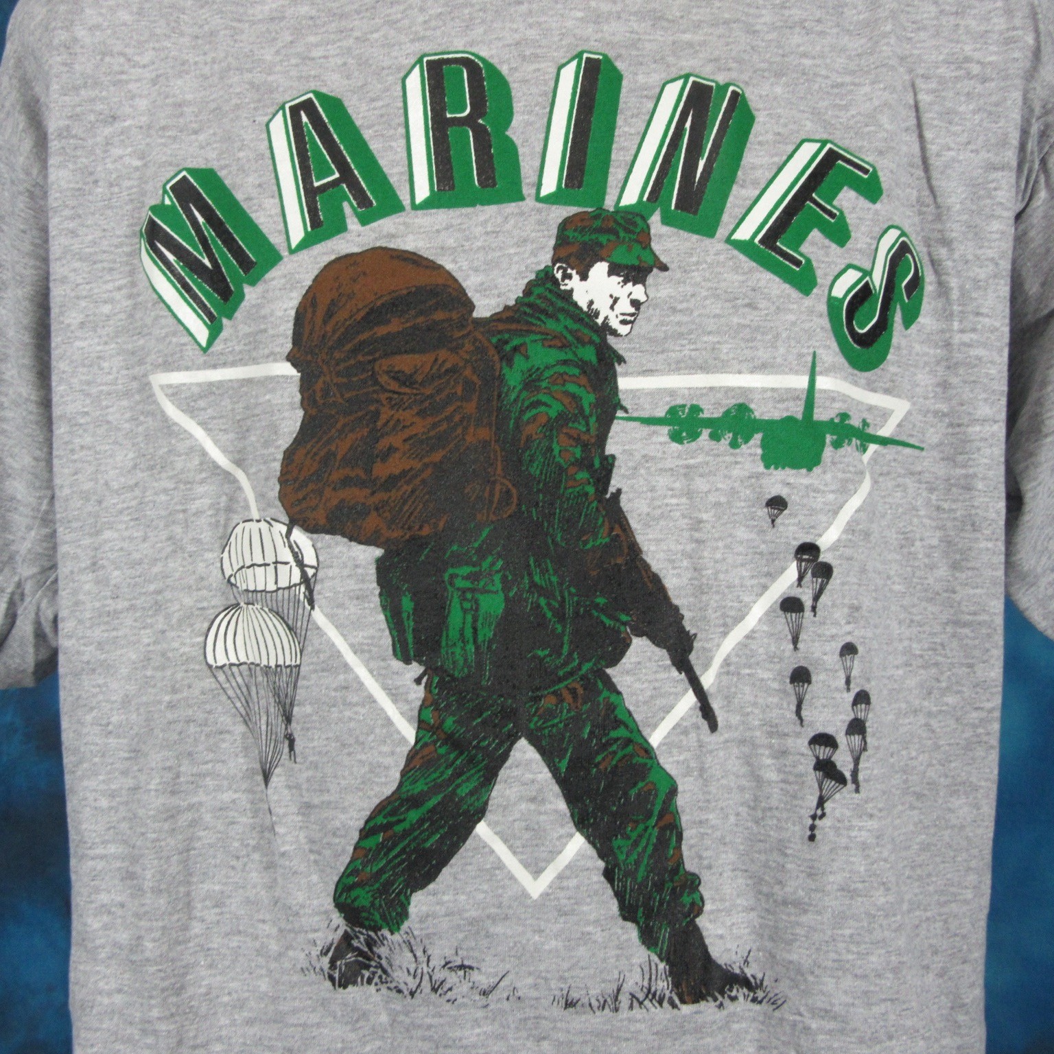 vtg 80s RAYON TRI-BLEND USMC UNITED STATES MARINE CORPS T-Shirt L single stitch
