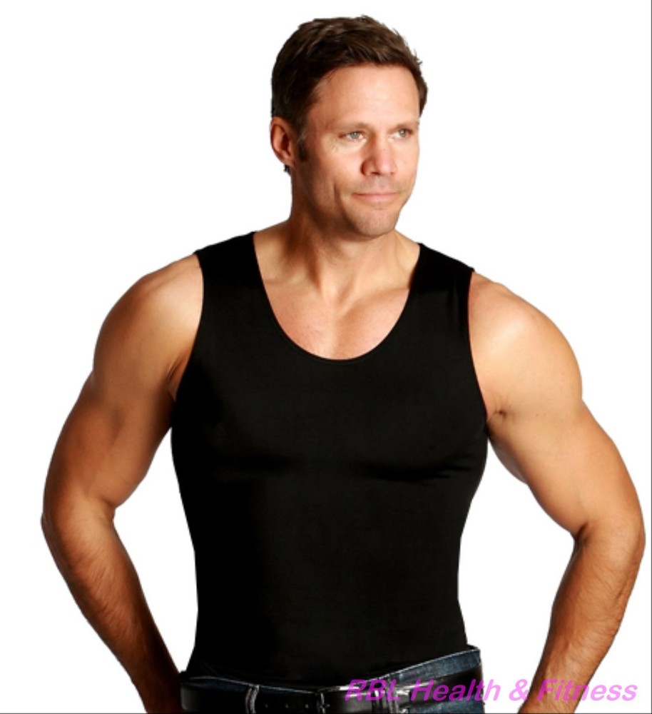 INSTASLIM Men’s Muscle Tank Compression T-Shirt – Black – S-3XL Insta Slim