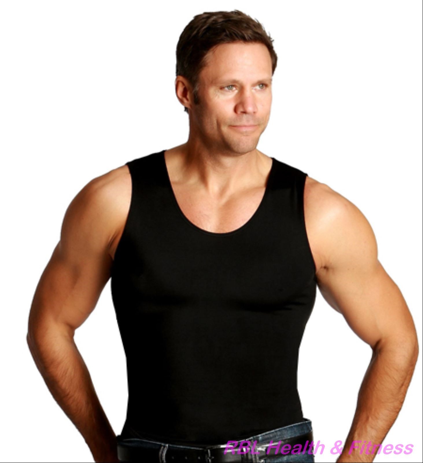 INSTASLIM Men’s Muscle Tank Compression T-Shirt – Black – S-3XL Insta Slim