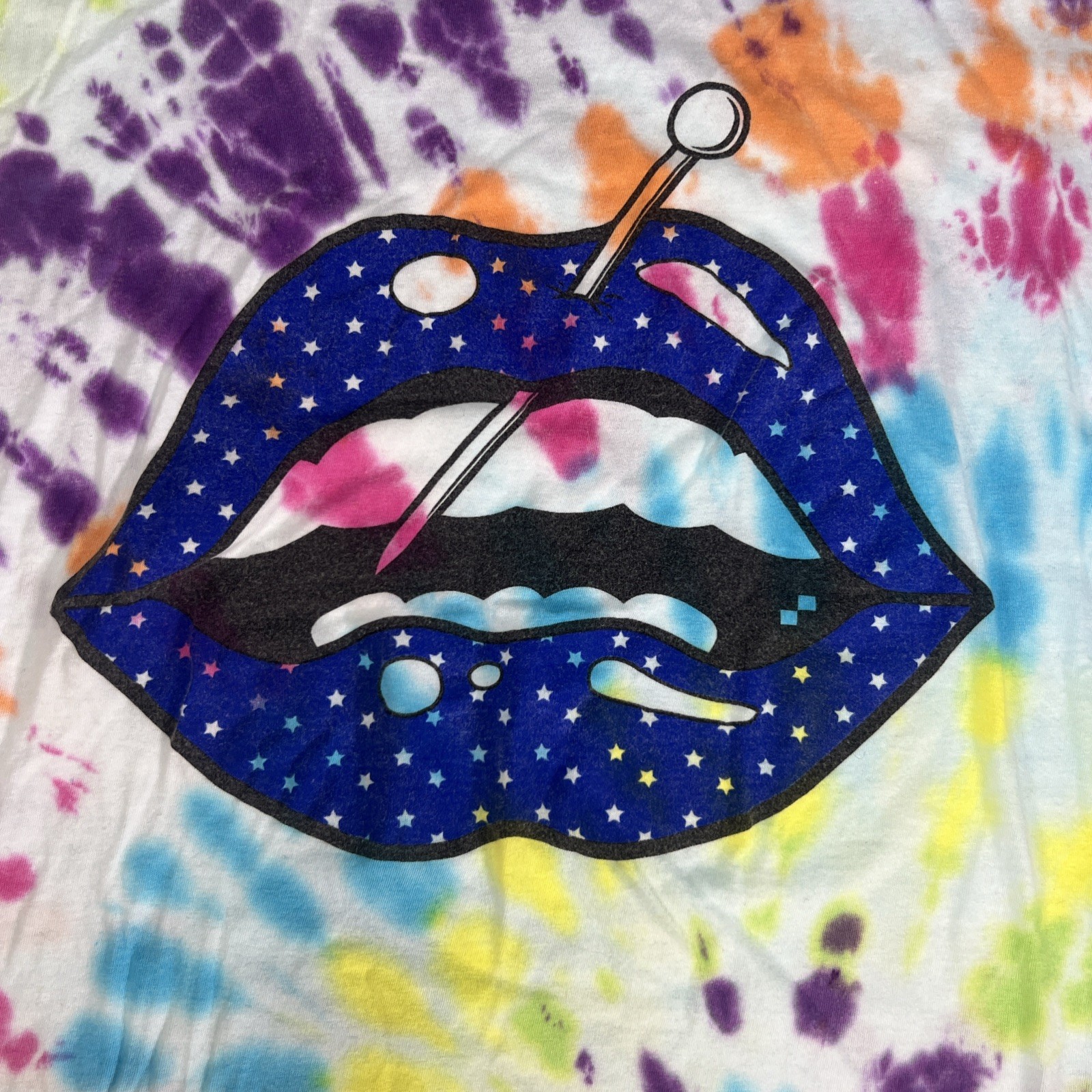 Herman Homme Pierced Lip Soft T-shirt Tie Dye XL Crew Neck Total Tiedye Pattern gallery