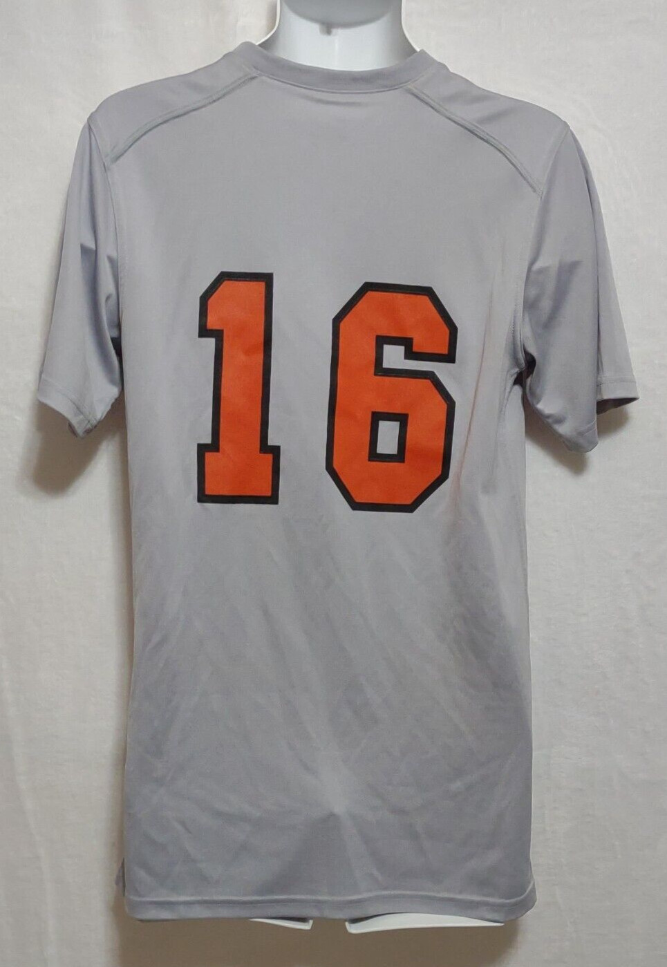 Baseball Jersey Shirt Size Small Nike On Deck 16 Gray with Orange Font Nike Logo gallery