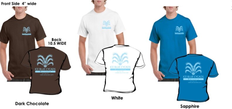T-Shirt Ice Blue Cycads Nursery Chocolate Brown, Sapphire Blue, White 2XL XL L M
