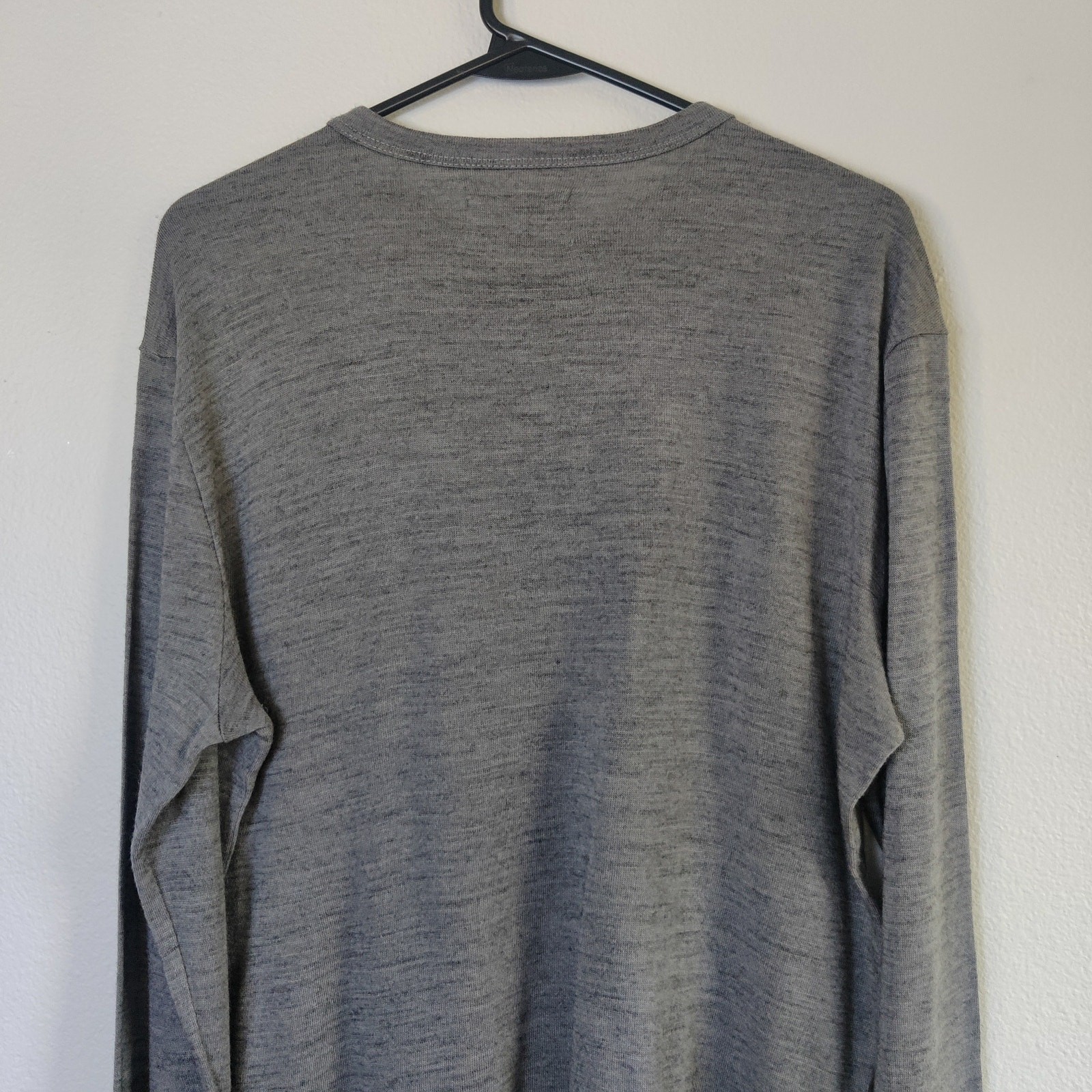 Cadet Military Inspired Wool Blend Long Sleeve T Shirt Small Gray Base layer gallery