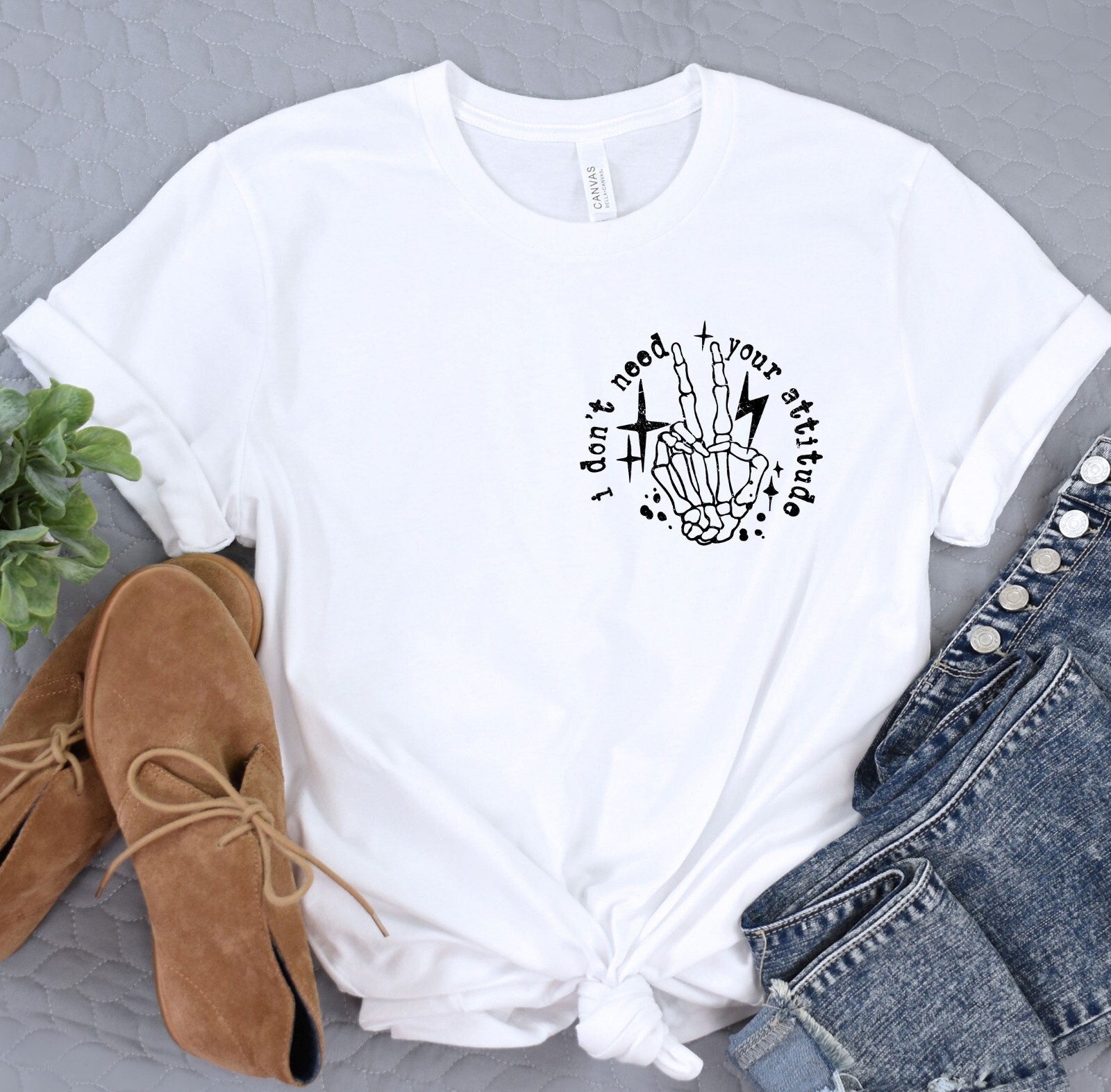 Oversize Shirt, I don't need your attitude T-Shirt, Positive Vibes Tee gallery