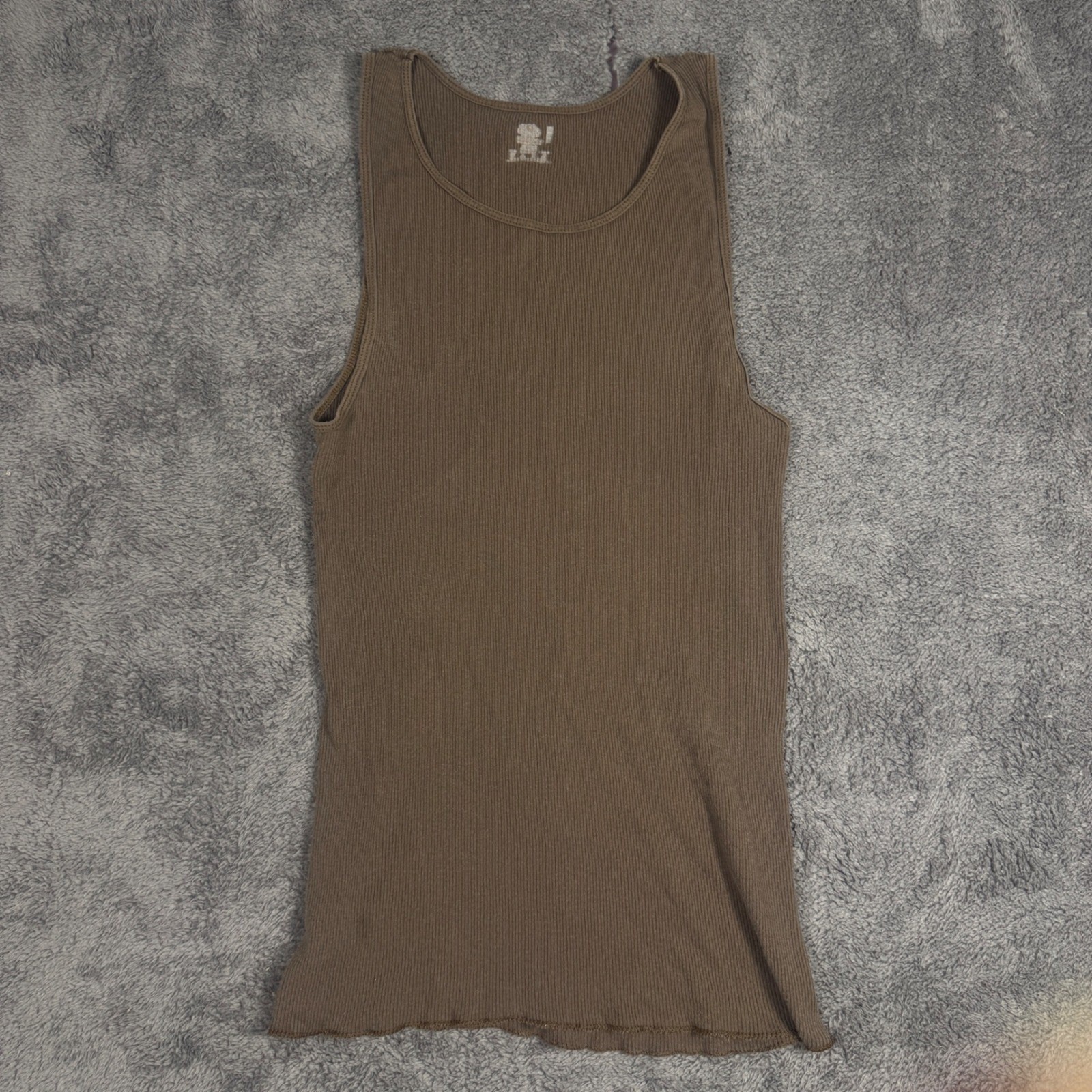 Fruit of the Loom Tank Top Brown Ribbed Lettuce Hem Basic Shirt XL gallery