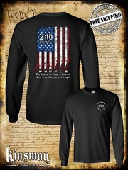 2nd Amendment Script 2-Sided Long Sleeve T-Shirt American Gun Flag USA Freedom