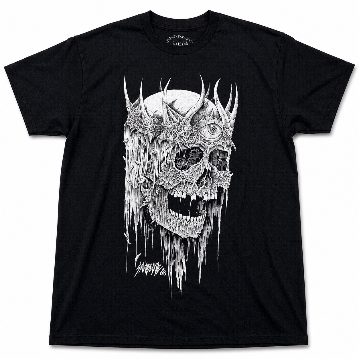 Spencers Sawblade666 Skull Graphic Tee Mens Medium Black Horror Goth Shirt
