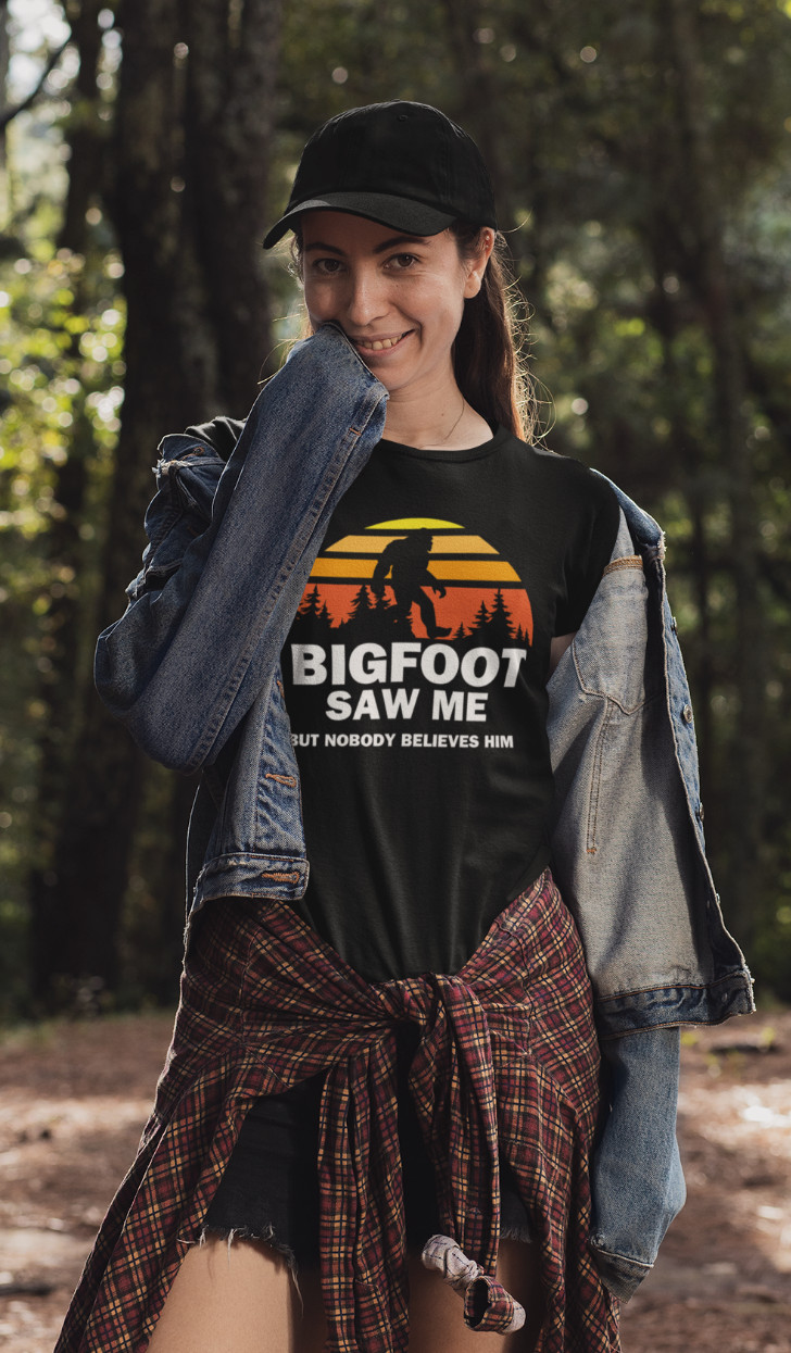 Bigfoot Saw Me But Nobody Believes Him T-Shirt Camping Shirts Sasquatch Hiking gallery