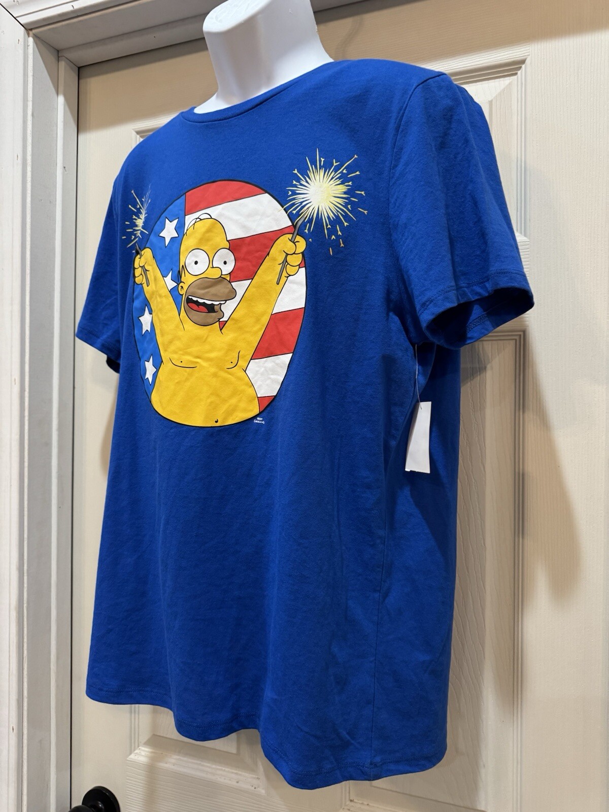 The Simpsons Homer Flag and Sparklers T-Shirt L gallery
