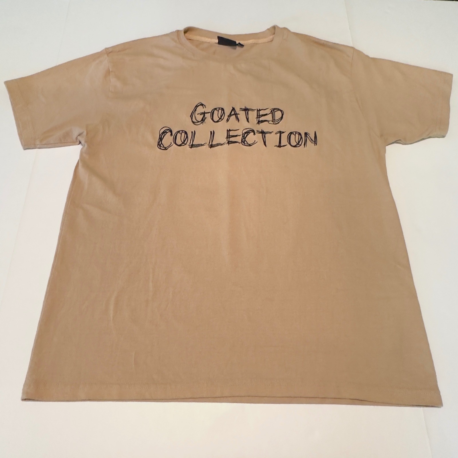 Goated Collection Tan Graphic T-Shirt Mens Large Streetwear Goat Rose Chain Tee gallery