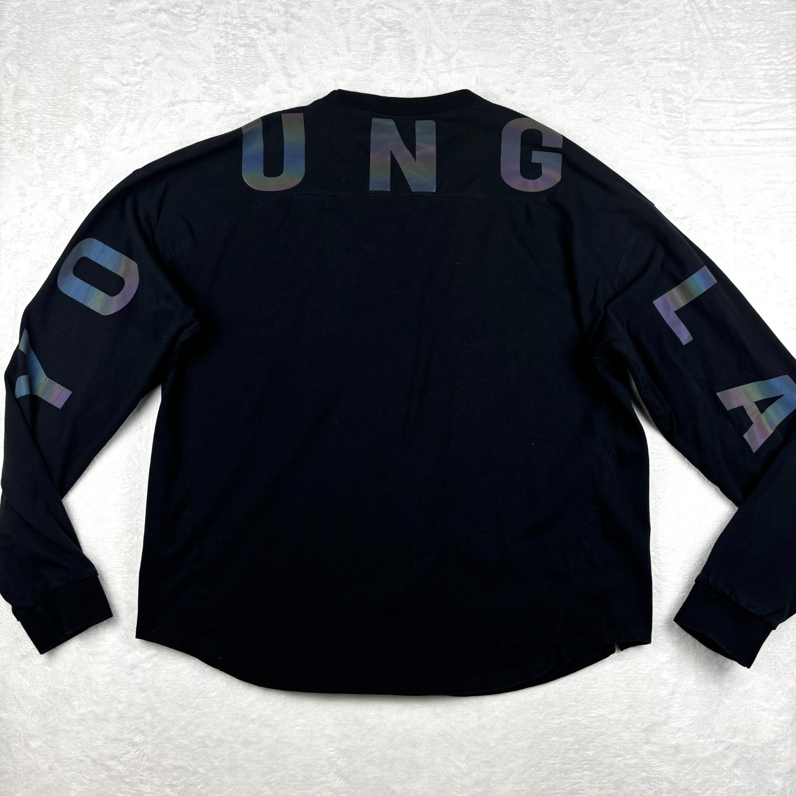 YoungLA T Shirt Mens XL Black Reflective Spellout Graphic Tee Long Sleeve gallery
