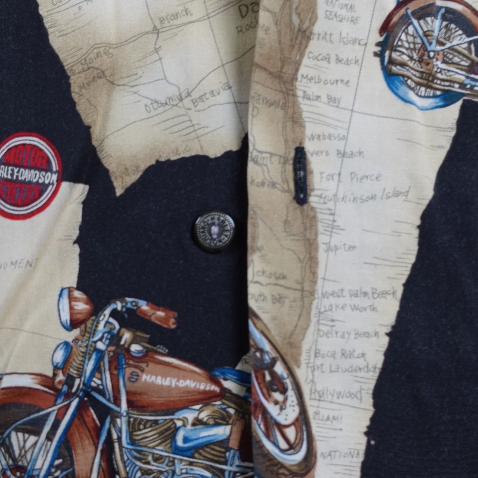 Vintage Harley Davison biker Hawaiian style all over print button up Shirt 3XL gallery