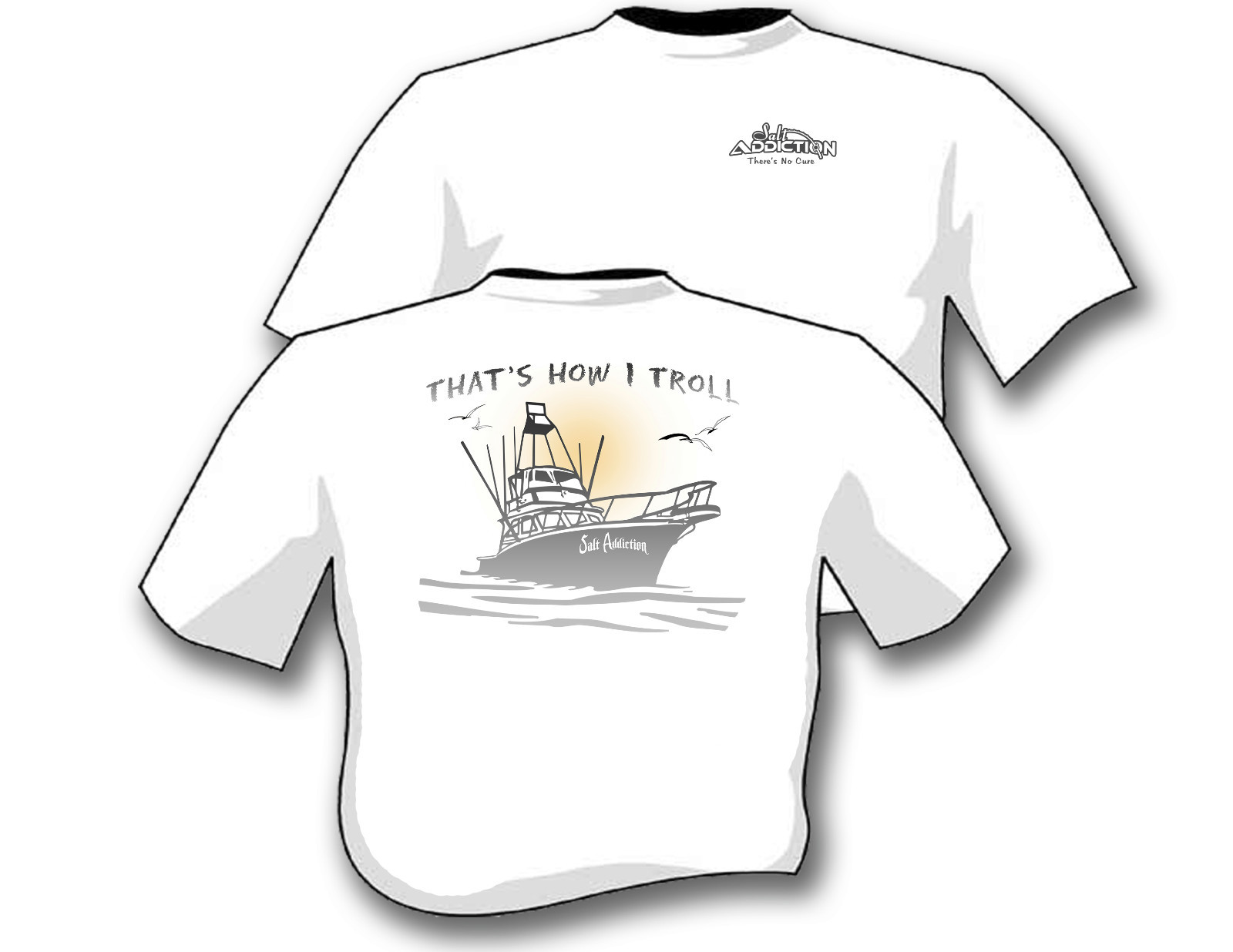 Salt Addiction Saltwater Fishing t shirt,Fishing boat,trolling,deep sea,offshore