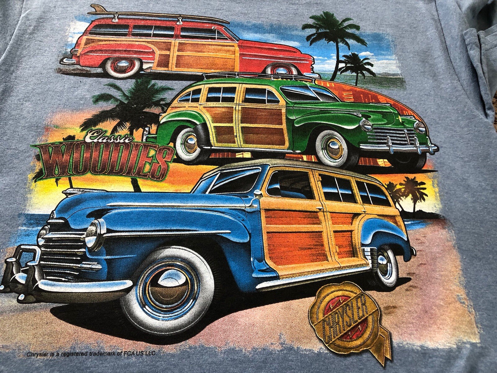 Vintage Cars Chrysler Classic Woodies David Carey Men’s Employee Work T-shirt M gallery