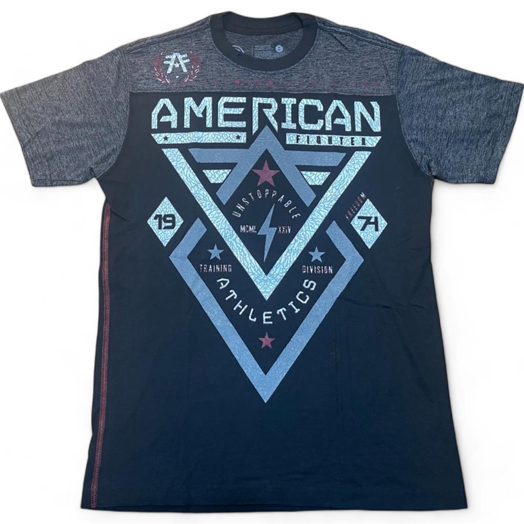 New Men's American Fighter Premium Athletic MMA Black/Dark Gray T-Shirt XS-4XL gallery