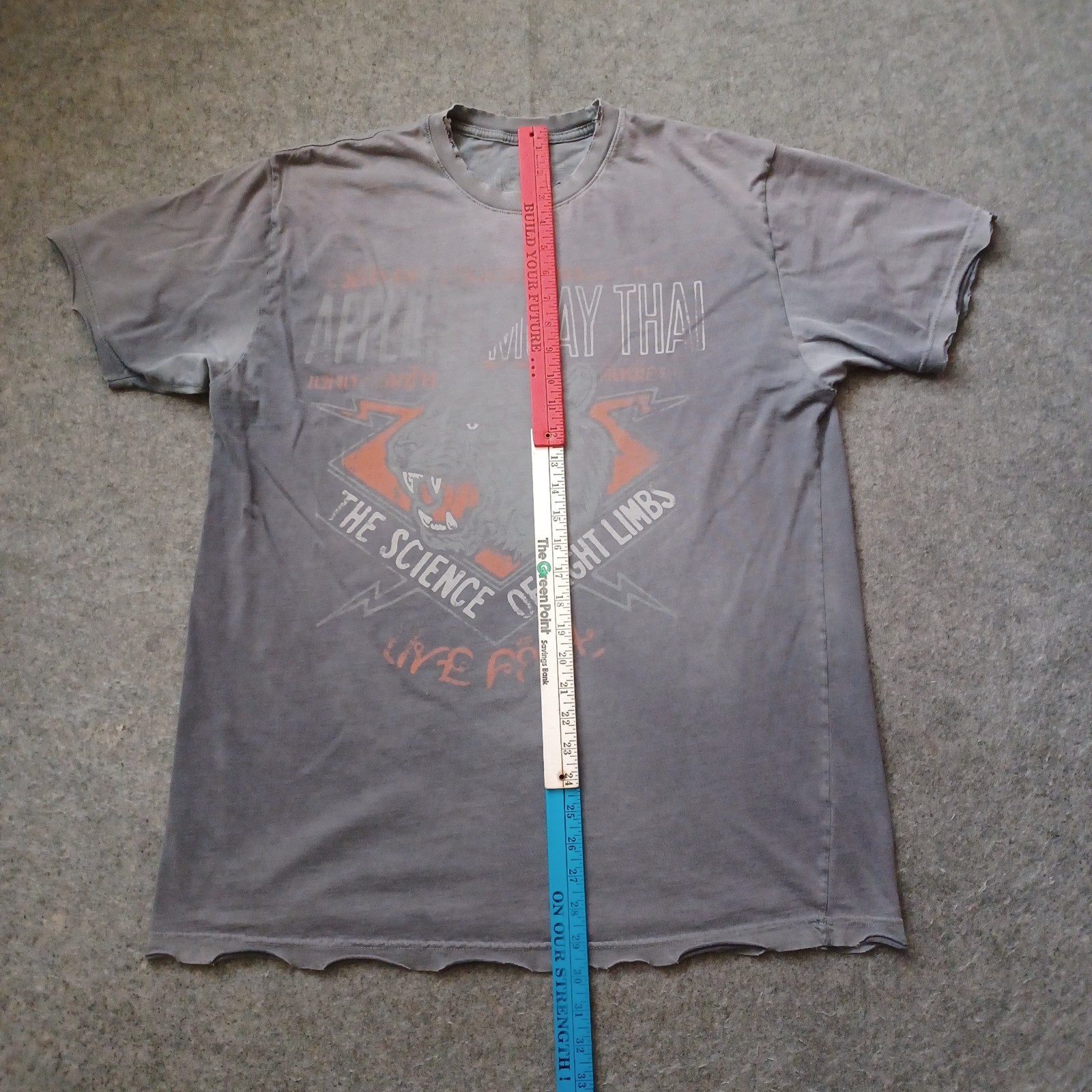 Affliction Sport T Shirt Mens XXL Gray Muay Thai Graphic Distressed Faded USA gallery