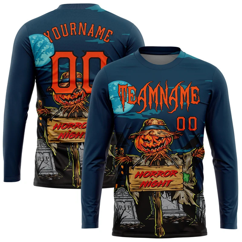 Custom 3D Pattern Halloween Pumpkins Horror Long Sleeve T-Shirt HS684