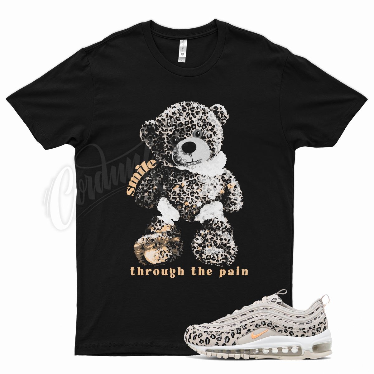 Black SMILE T Shirt for N Air Max 97 Leopard Print 98 Animal Pack Kyrie