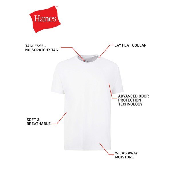 Hanes Comfort White 6-Pack TAGLESS Crew necks T-shirt NWT gallery