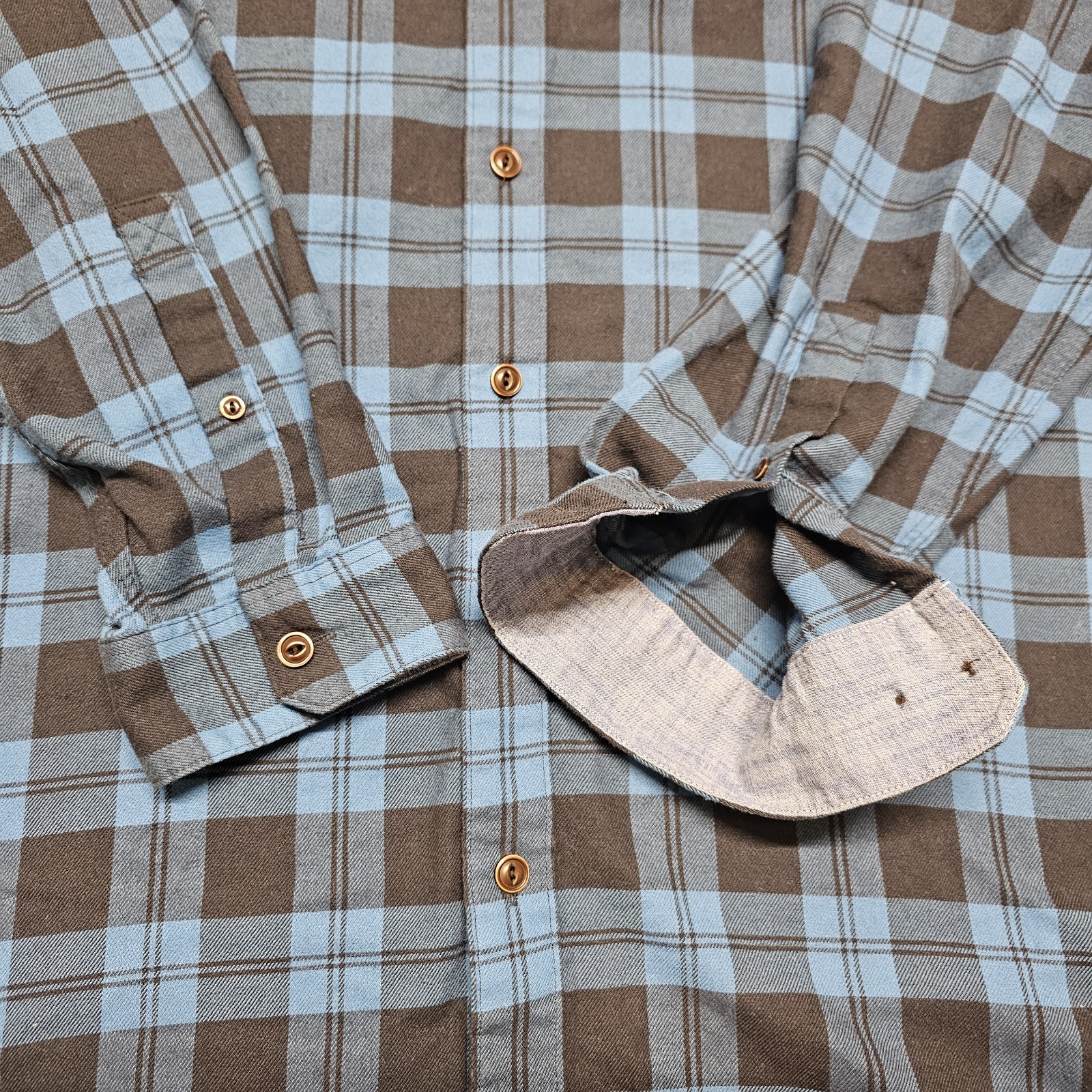 LL Bean Flannel Shirt Men's 3XLT Blue Plaid Button Up Shirt #513682 Untucked Fit gallery