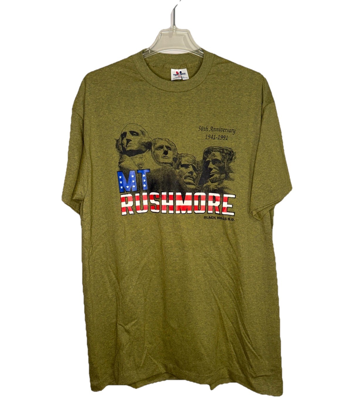 Vintage Mount Rushmore T Shirt 50th Anniversary Teejays Green Single Stitch XL