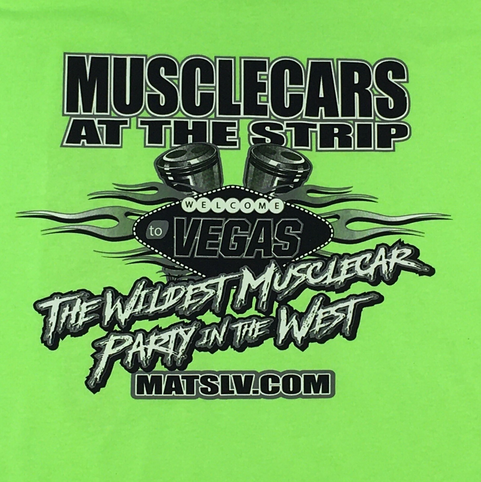 Muscle Cars At The Strip Lime Green Las Vegas Tee T-Shirt Men XL gallery