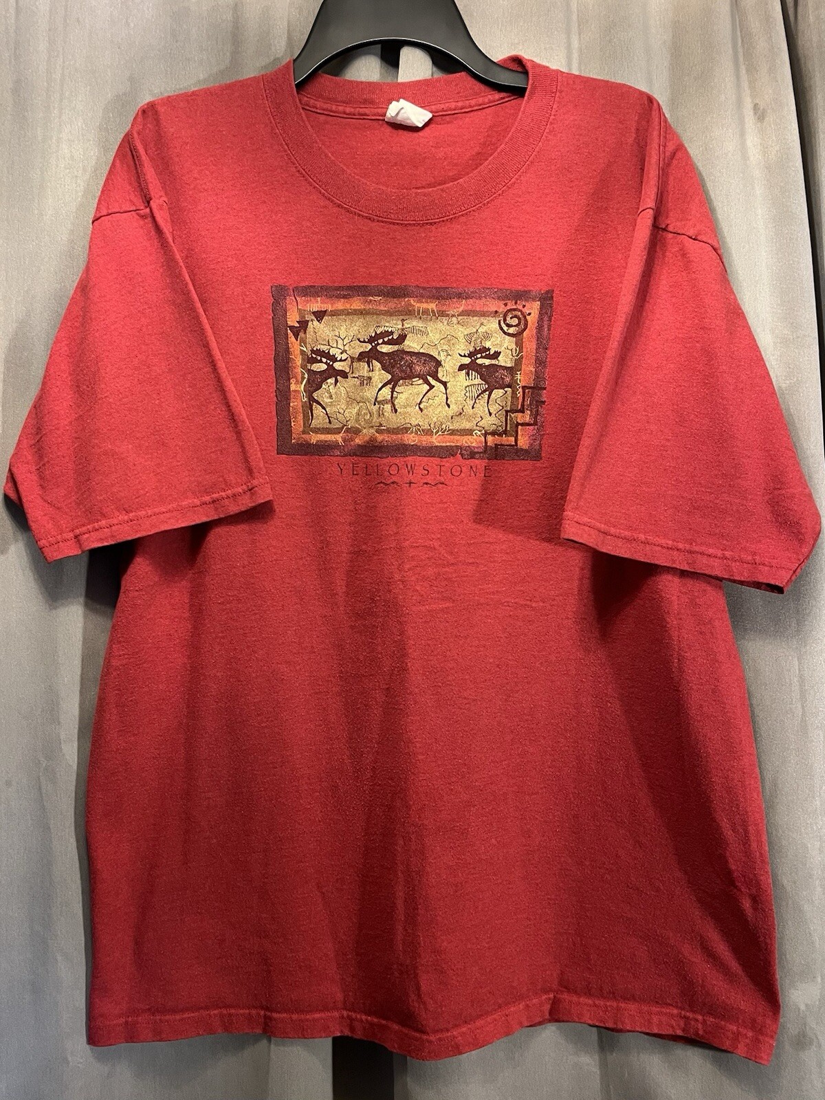 Yellowstone Eco Mountain Native Moose Painting Graphic T Shirt See Measurements