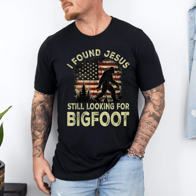 I Found Jesus Still Looking Bigfoot Funny Summer Christian Unisex T-Shirt gallery