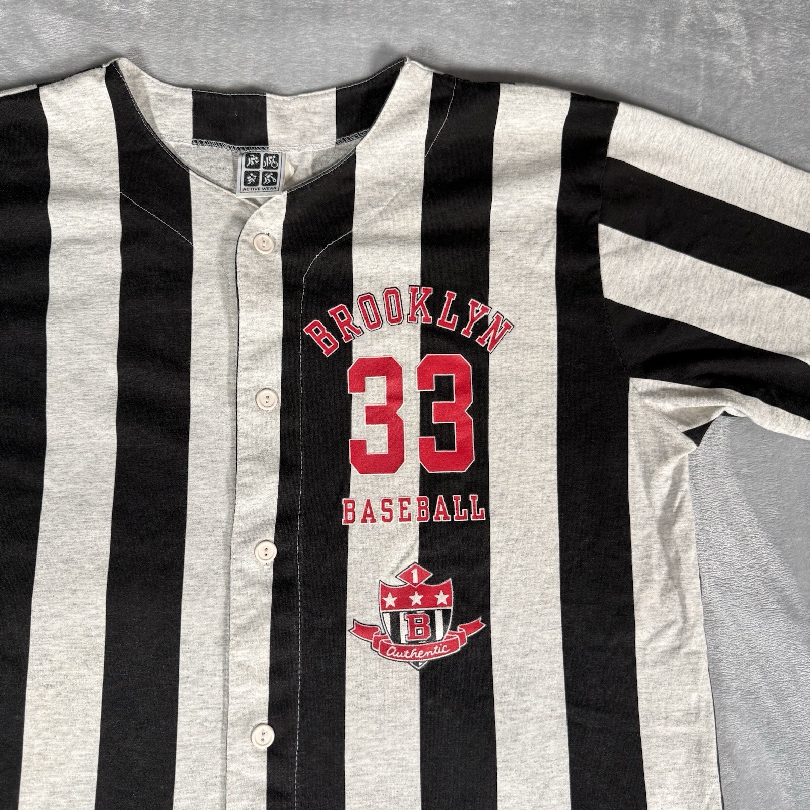 Vintage Brookyln Baseball Jersey Shirt Mens L Cotton Striped Made In USA 90s gallery