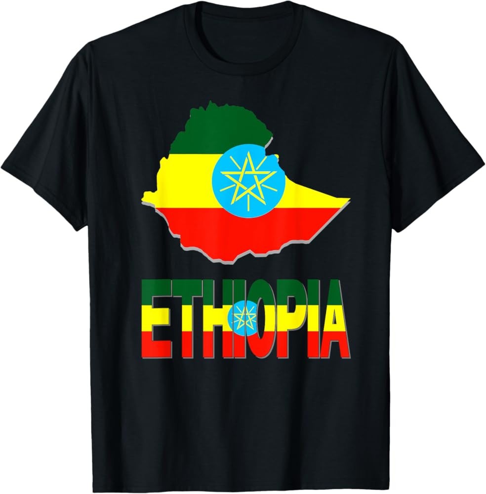 Ethiopia map Ethiopian flag Africa Shirt Made in USA Size S to XL